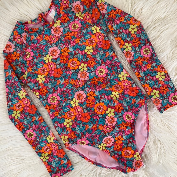 Cat & Jack "One piece Swim Suit in Flower Power" NWOT - Picture 2 of 6